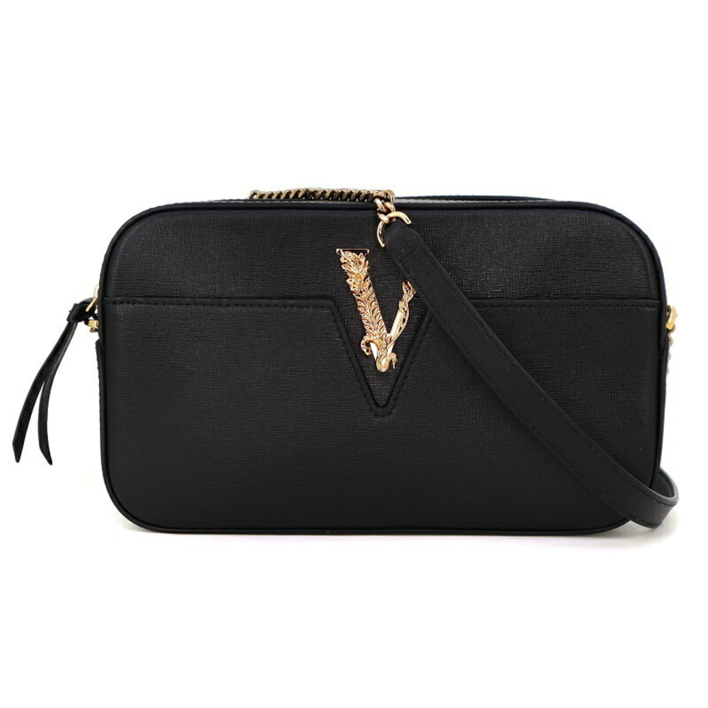 Versace Virtus Shoulder Bag Chain Leather Black